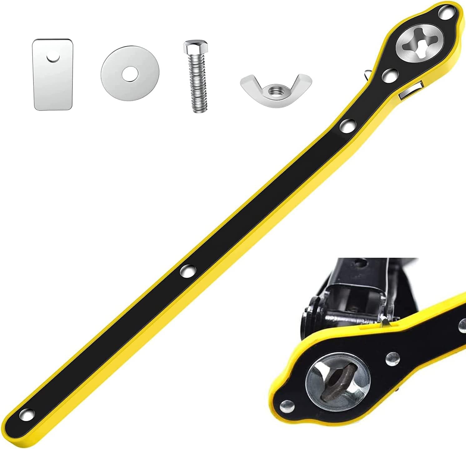 Labor-Saving Jack Ratchet 13.4 Inches Long for Auto, 0.24’’ Thick Handle Metal Scissor Jack, 0.98’’ Diameter Garage Tire Wheel Lug Wrench, Lift Speed Handle Tool Fit for Small Cars, SUVs and Vans