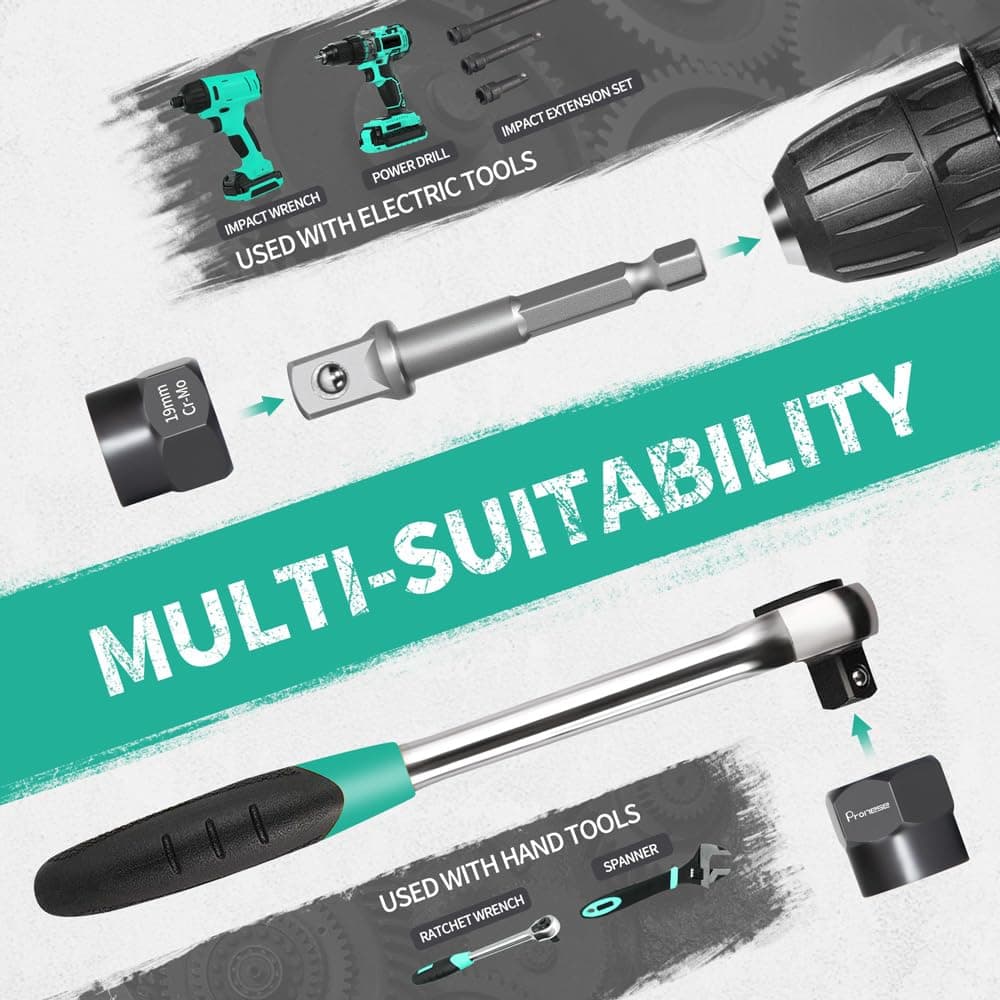 Pronese 21 pcs Bolt&Screw Extractor and Drill Bit Set, Damaged Screw Extractor Set, Bolt Nut Remover and Locking Wheel Nut Removal Tool, Easy Out Broken Lug Nut Extraction, Socket Tool for Stripped