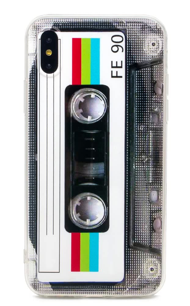 Case for iPhone X Matte Finish Heavy Duty Soft Back Cover with TPU Soft Bumper Retro Cassette Tape Case Compatible with iPhone X/iPhone Xs