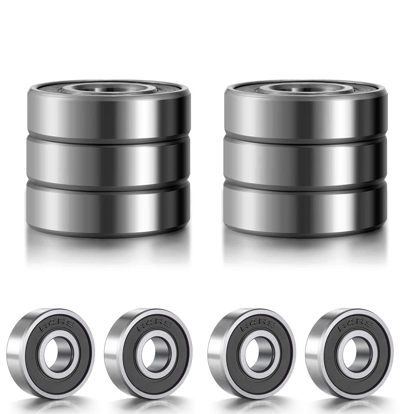 10 PCS R4-2RS Micro Bearing 1/4” x 5/8” x 0.196” Deep Groove Bearing Double Rubber Sealed Bearings for Wheels Electric Motor Applications