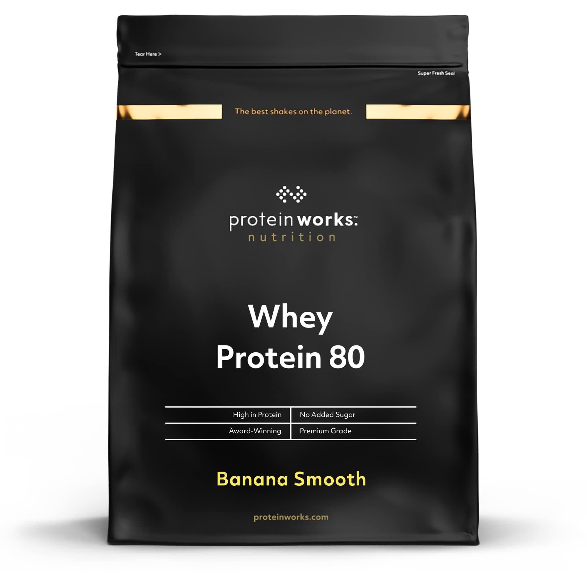 Protein Works - Whey Protein 80 (Concentrate), Low Calorie Protein Shake, Whey Protein Shake, 16 Shakes, Banana Smooth, 500g