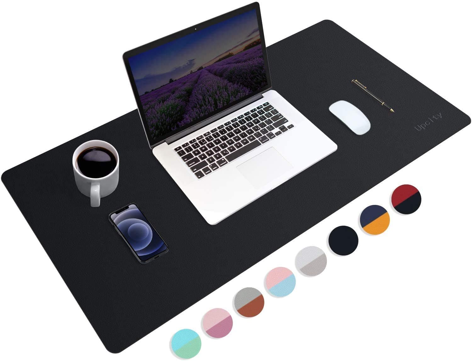Desk Mat, Leather Mousepad - Desk Pad for Keyboard and Mouse, Desk Pad Blotter Protector, Waterproof PU Leather Laptop Desk Mat for Office/Home(Black, 23 * 13")
