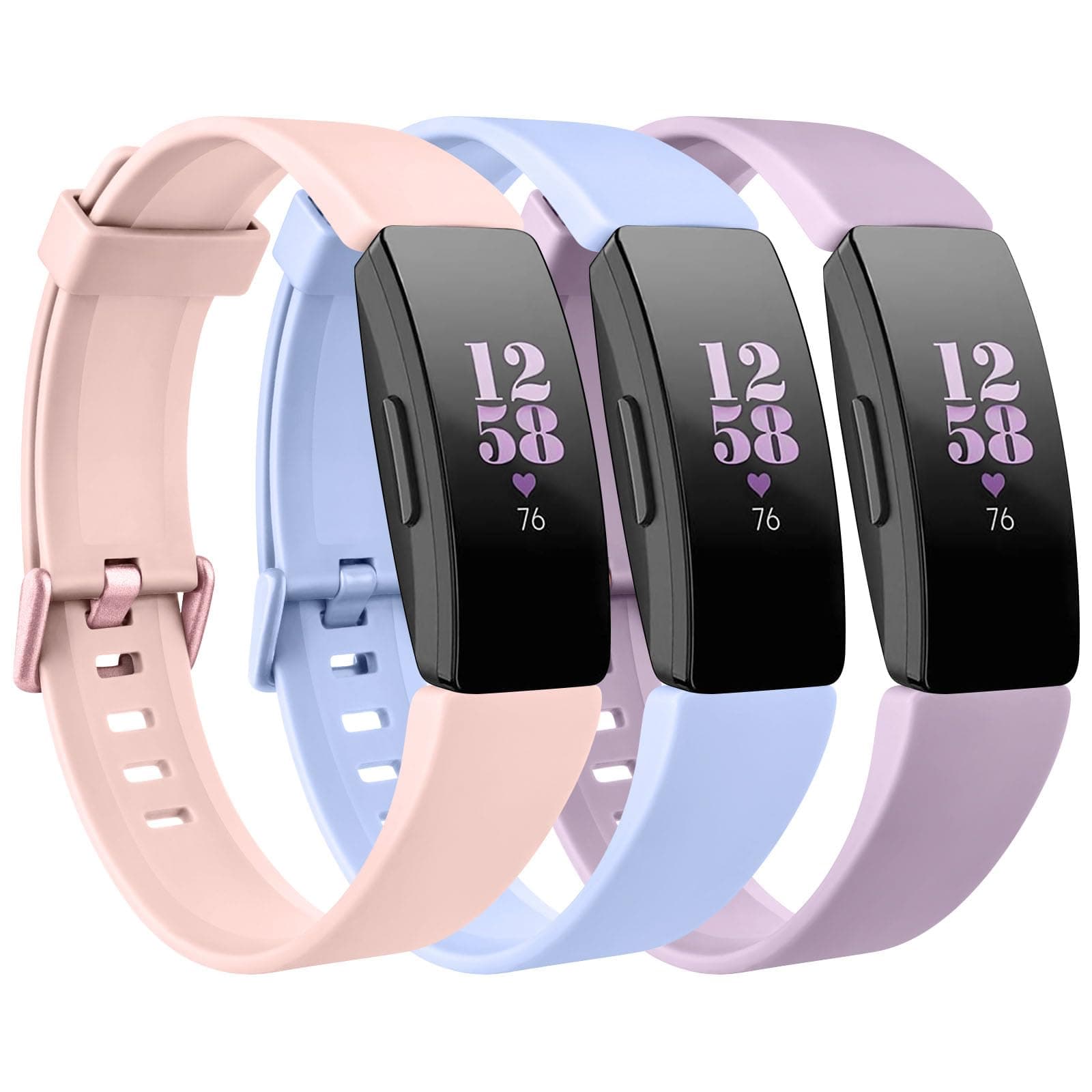 Fitbit Inspire HR & 2 Straps - Soft Silicone Sport Replacement for Women & Men