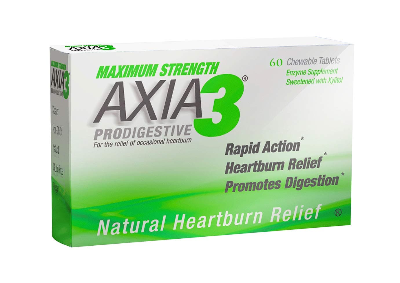 Axia Essentials Max Strength Axia3 ProDigestive Heartburn Relief 60 count (Pack Of 4)