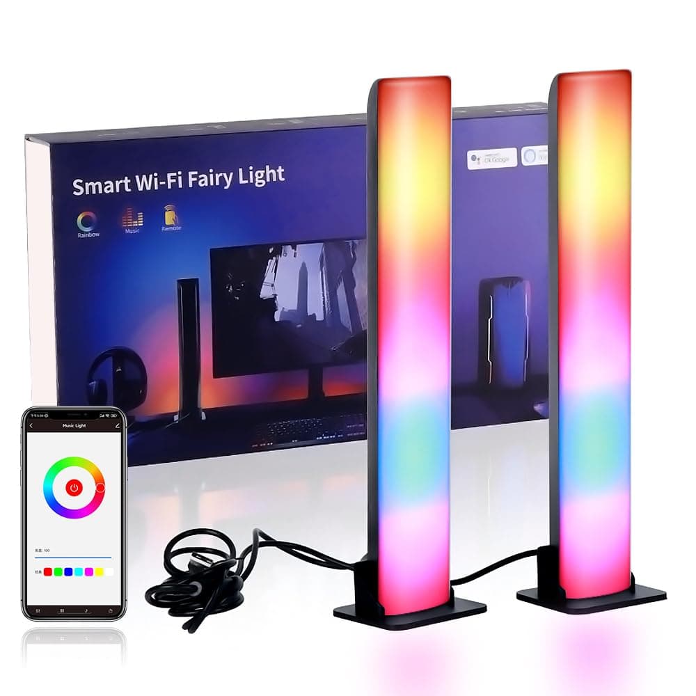 WiFi Smart LED Light Bars, RGB Light Bar, USB Desk Lamps,Work with Alexa and Google Assistant, TV Backlights with Scene and Music Modes for Gaming, Pictures, PC, Room Decoration