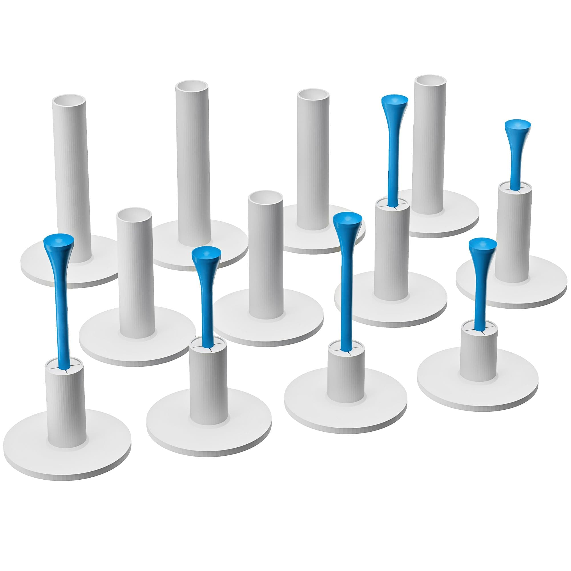 Rubber Golf Tees for Mats, Golf Tee Holder for Driving Range & Simulator, Unbreakable Golf Mat Tee - Golf Accessories for Indoor & Outdoor Practice, 6 Sizes Rubber Tees & 2 Sizes Tees (32 Pcs)