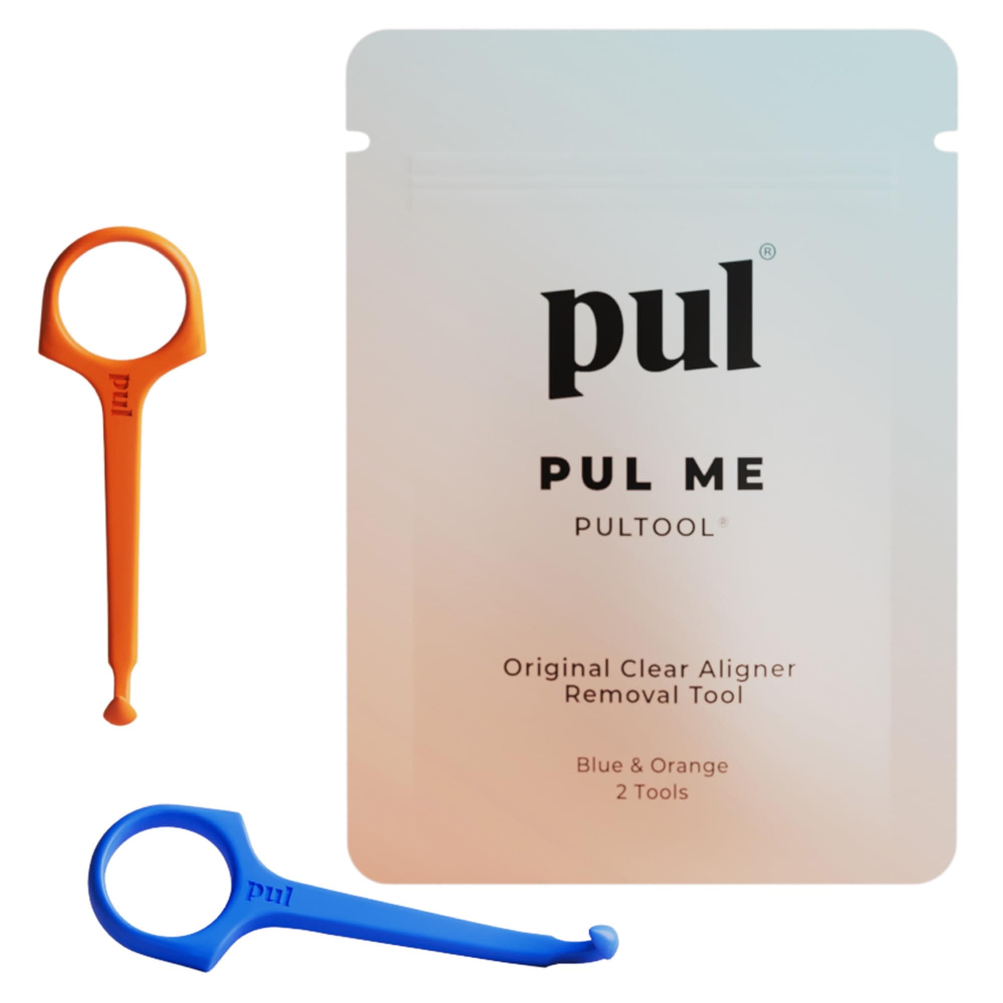 PUL Pack of 2 Reusable Clear Aligner Removal Tool — Compatible with Invisalign, Removable Braces, Retainers & Trays – Easy-to-Use Device Remover, Dental & Oral Hygiene Care Product – Blue, Orange