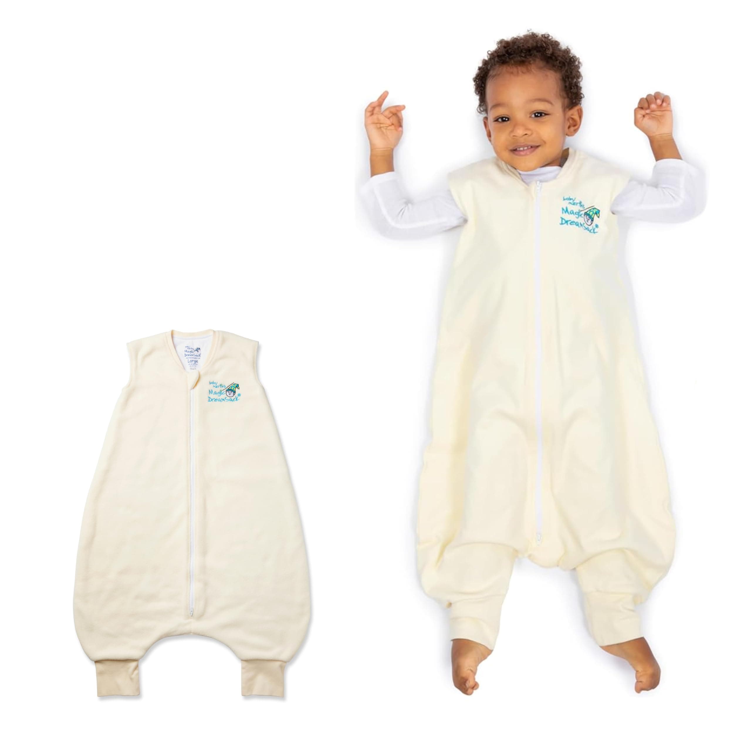 Baby Merlin's Magic Dream Sack Walker - Microfleece Cotton Wearable Blanket - Walker Sleep Sack for 12-18 Months Babies - Promotes Restful Sleep and Hip of Movement - Cream