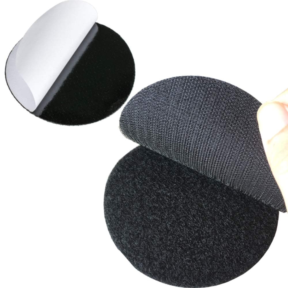Ywhomal Bigger Round Size Self Adhesive 6 Pack 4 inch Hook Loop Tape Dots with Super Sticky Back Mounting Tape Removable Perfect for Home or Office (4 inch Diameter, Black)