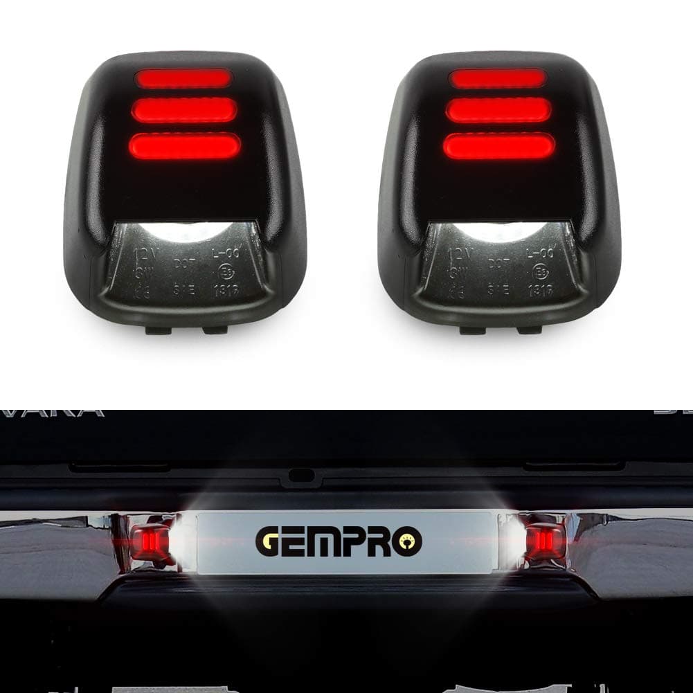 Gempro License Plate Light, 2Pcs LED License Plate Tag Lamp Assembly Replacement Compatbile for Nissan Frontier Titan Xterra Armada Suzuki Equatorx, Powered by 18SMD Xenon White LED Lights (Red)