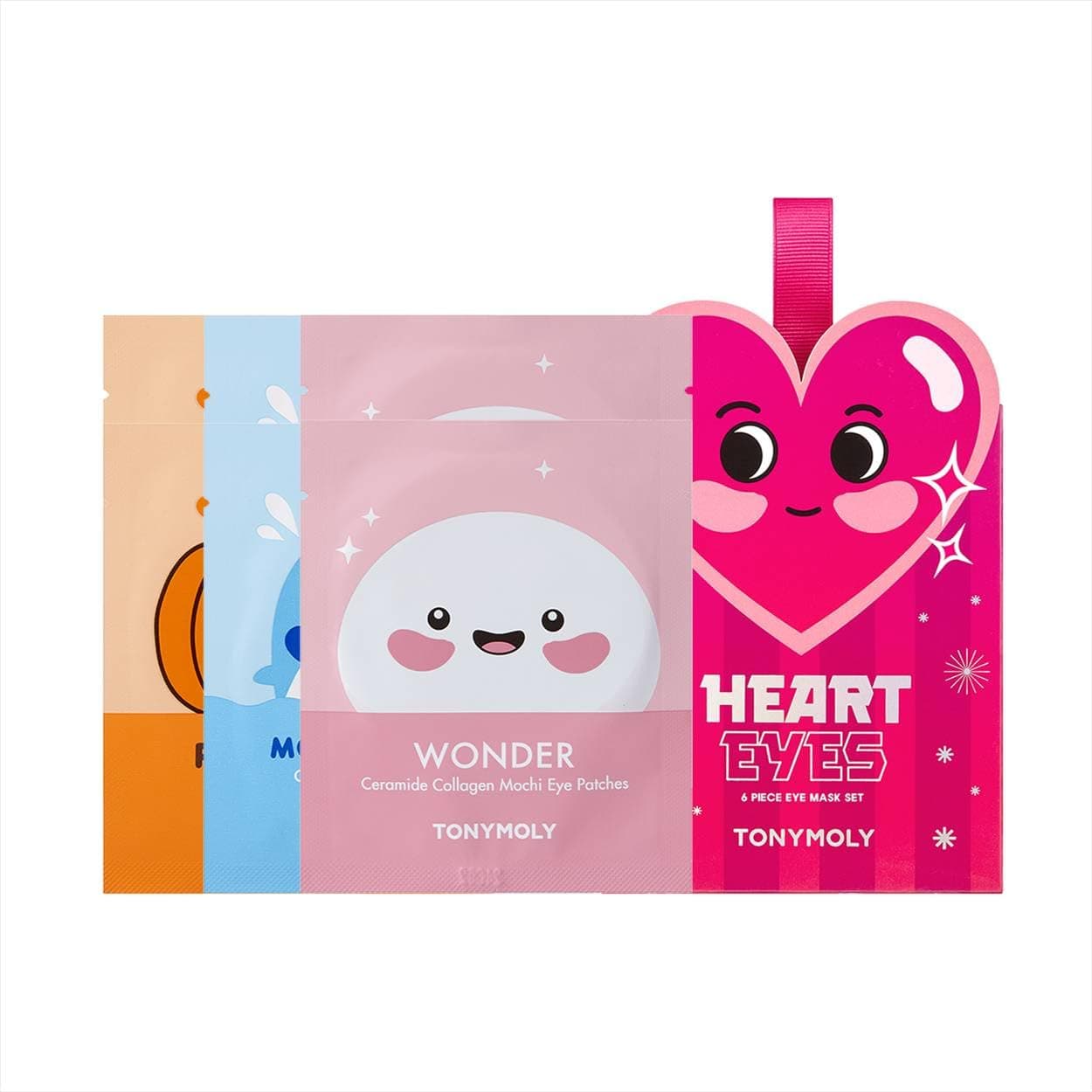 TONYMOLY 6 Pc Assorted Hydrogel Eye Mask Set, Heart Eyes Ornament - Reduce Fine Lines, Wrinkles, Dark Circles, Moisturizing, Nourishing - Collagen, Hyaluronic Acid, Retinol