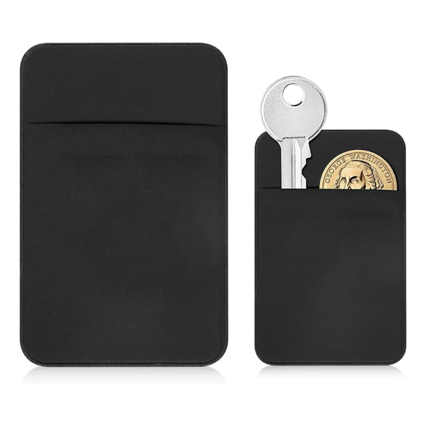 Flat Thin Wallet Key Holder - Credit Card Size, Minimalist Slim Key Organizer Sleeve (Black)