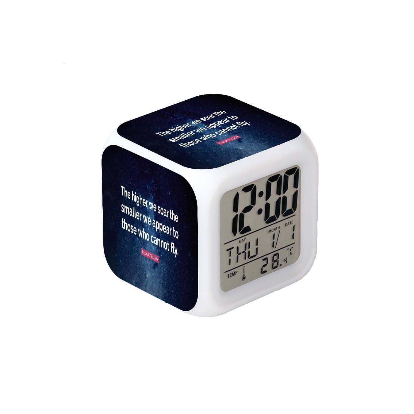 3"Desk & Shelf Clock Philosopher Nietzsche Words Blue Digital Alarm Clock with Led Lights Plastic Table Clock for Kids Teenagers Adults Home/Office Decor