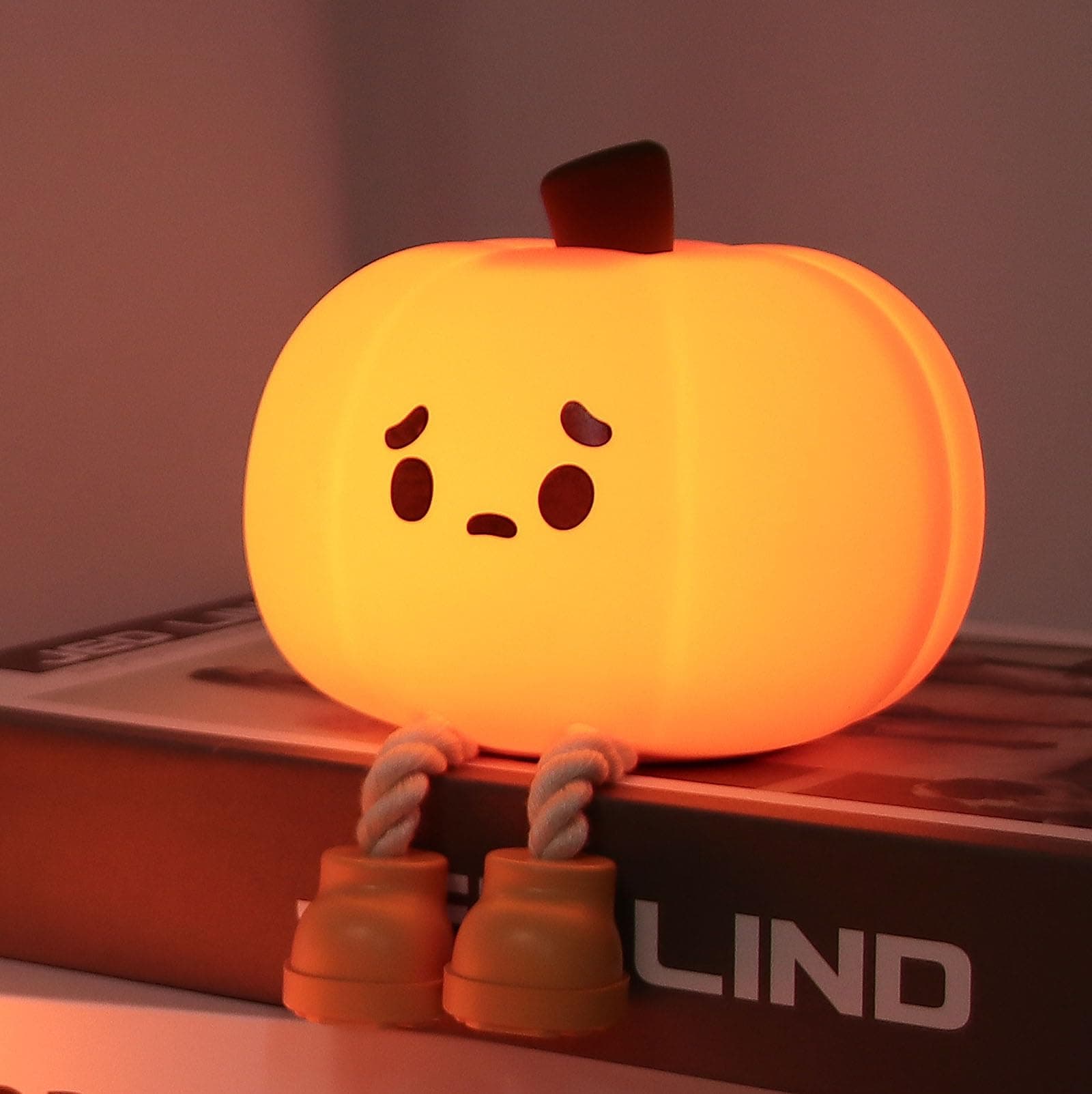 Cute Pumpkin Night Light Silicone LED Lamp Rechargeable Bedside Touch Lamp,Nursery Pumpkin nightlight for Kids,Halloween Decor Toy,Breastfeeding for Baby