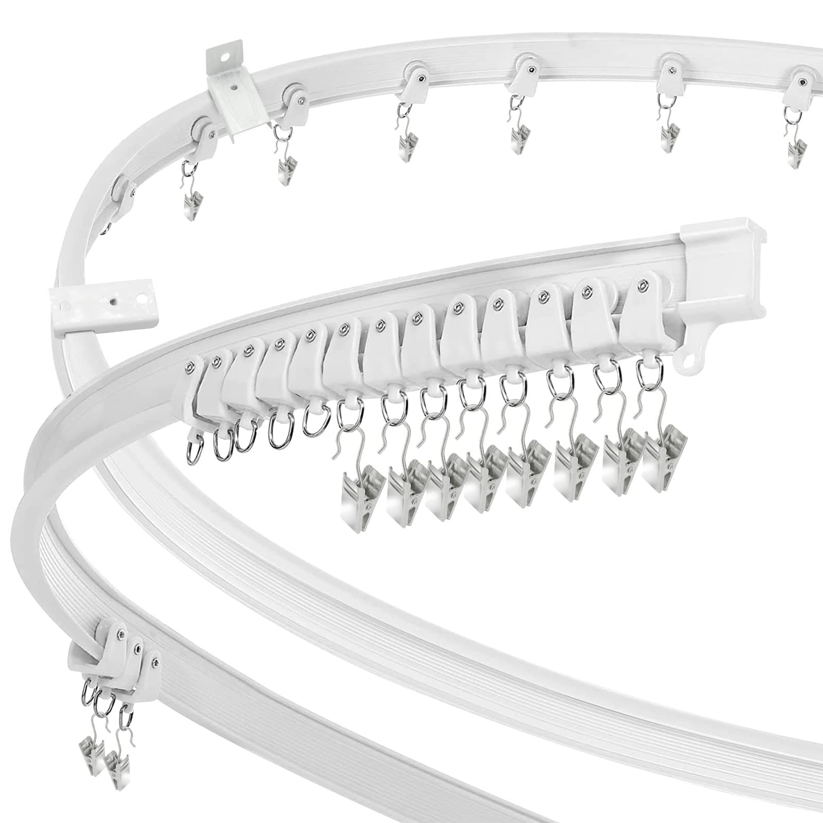 Ceiling Curtain Track, Flexible Bendable Curtain Track Ceiling Mount 8 FT, Room Divider Ceiling Track for Curtains, Curved Sliding Curtain Rail Track Wall Mount for Bay Window, RV, Hospital System