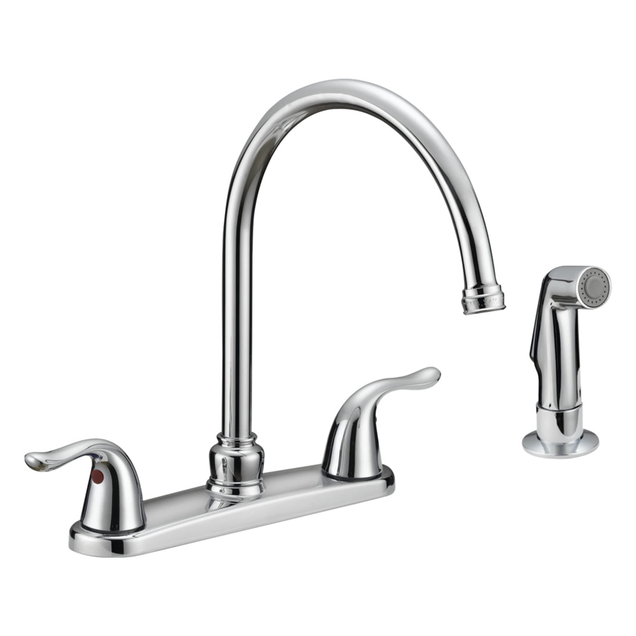 EZ-FLO Two-Handle High-Rise Kitchen Faucet with Sidespray, Stainless Steel, EZ-10201