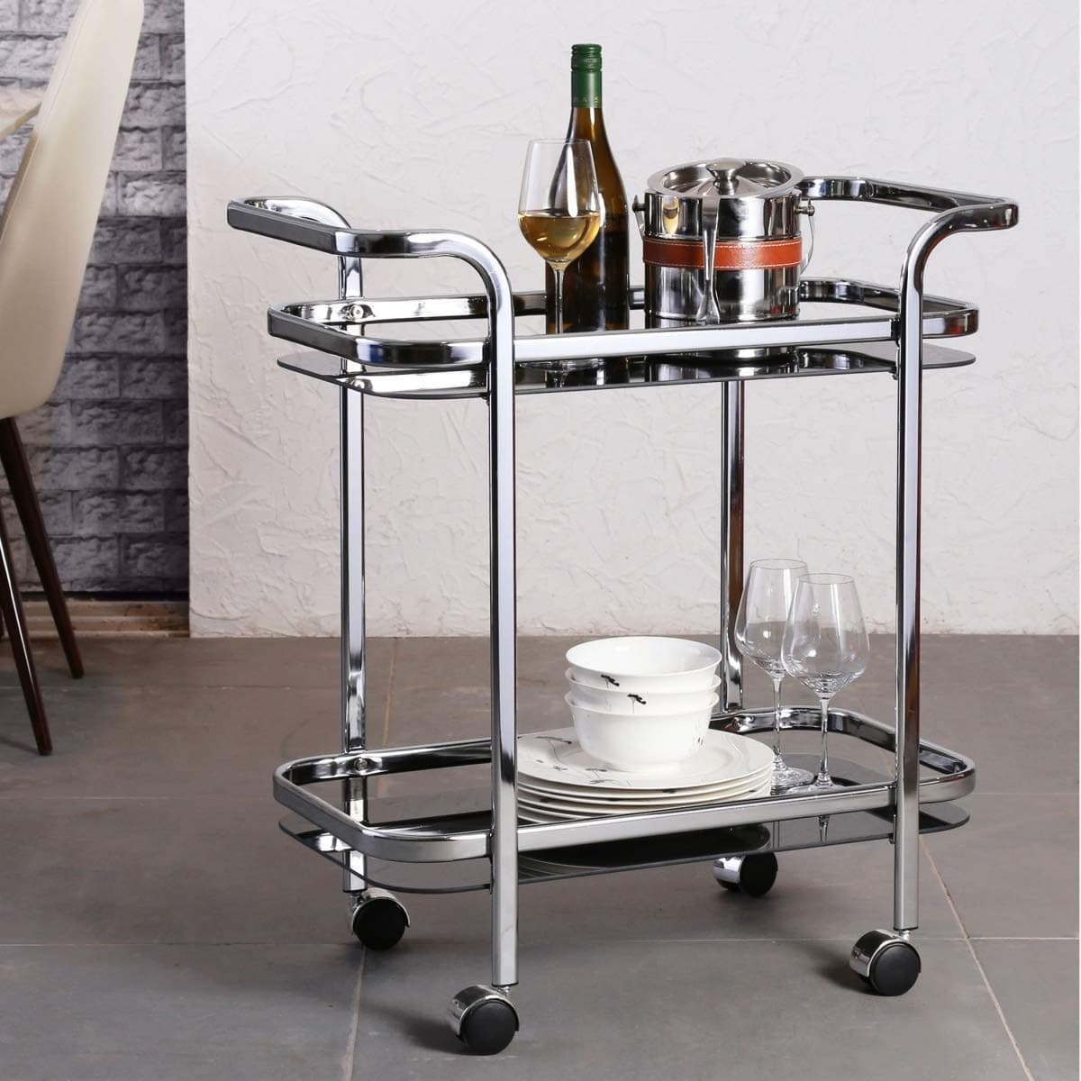Home Centre Metal Montoya Serving Trolley - Silver