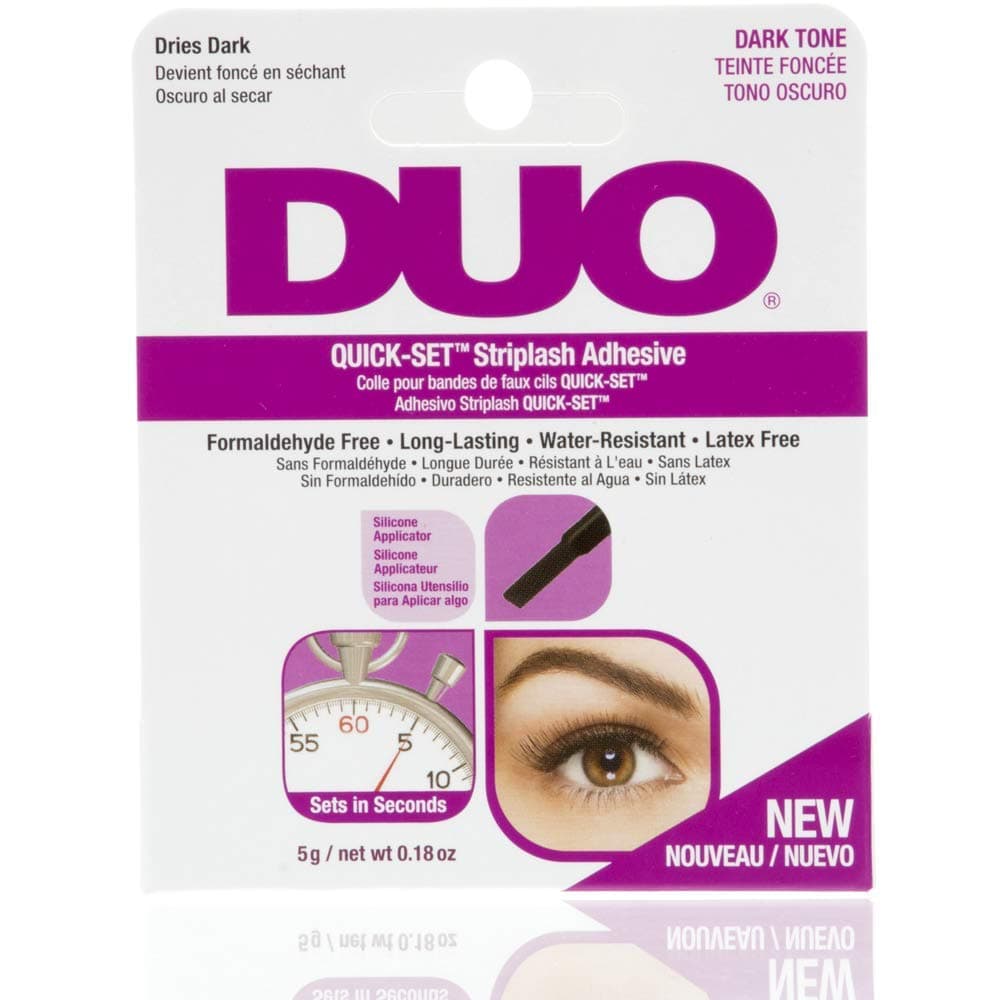 DUO Quick-Set Eyelash Glue Dark Tone – Waterproof Lash Adhesive for False Lashes, Long-Lasting, Fast-Drying Duo Lash Glue, 0.18 oz, 2-Pack