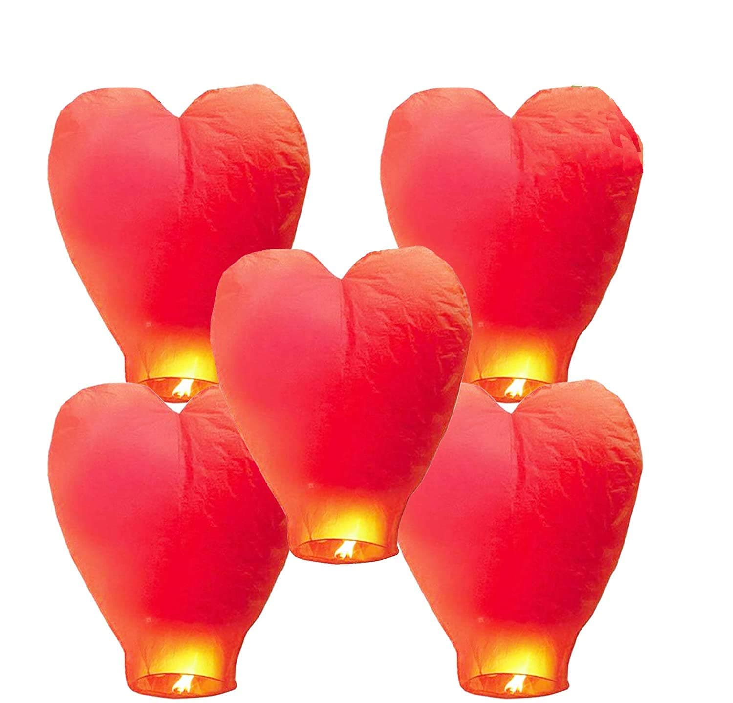 LABOTA 5 Pack Chinese Sky Lanterns - Eco Friendly, 100% Biodegradable Wire-Free Fire Resistant Paper Lantern to Release in Sky,Weddings & Parties & Festivals (Set of 5,Red)