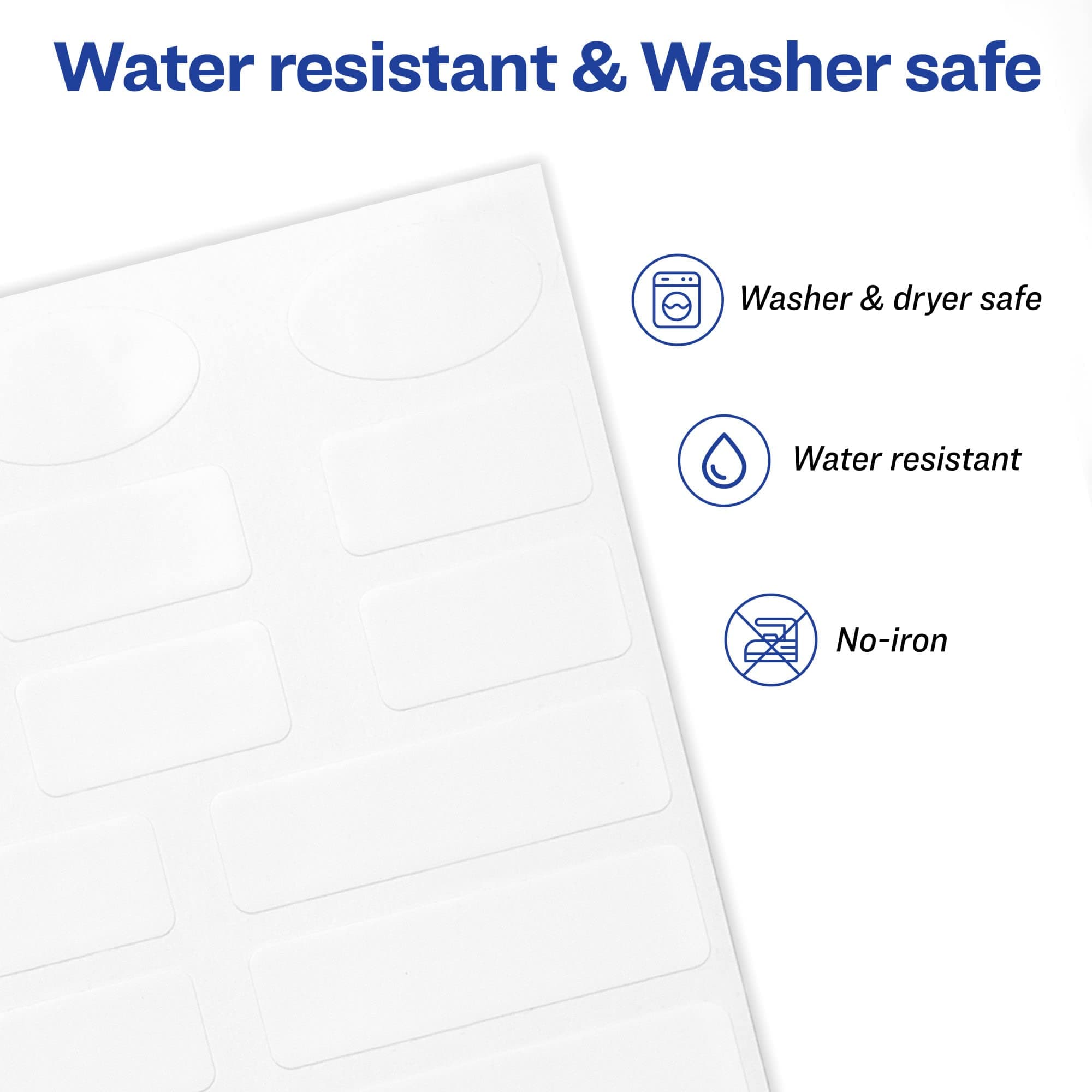 AVERY Non-Iron Fabric Labels, 0.5" x 1.75", Matte White, Handwritten Only, 2 Pack, Total of 108 Labels (32130)