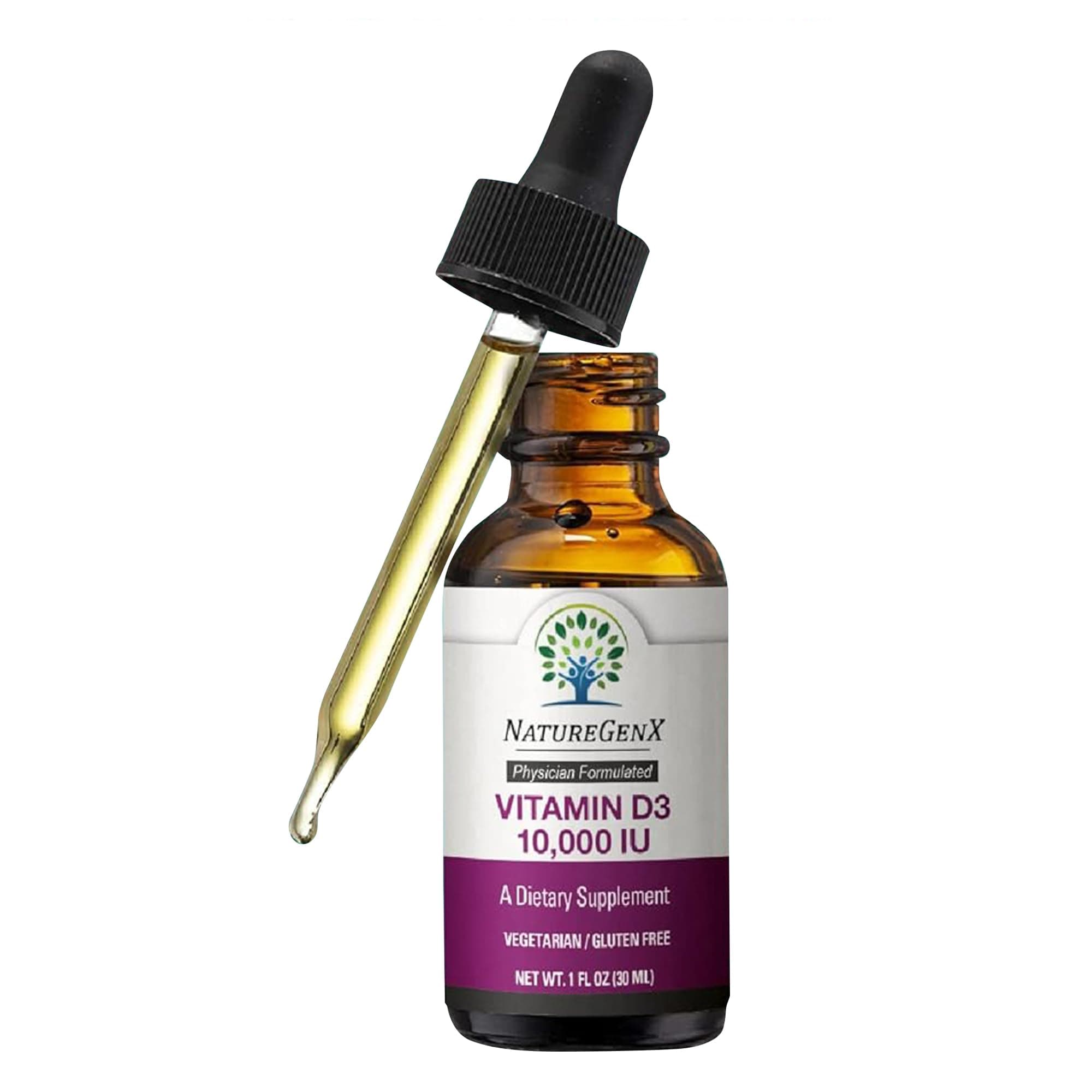NatureGenX Vitamin D3 Liquid Drops – Immune Support & Bone Strength for Adults – Vegan, Non-GMO, Gluten-Free – 30ml (1-Month Supply)