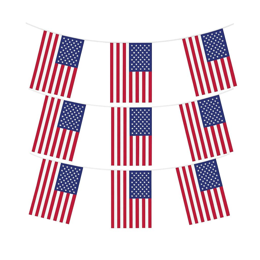 MEGA VALUE USA Flag Bunting – 36ft (11m) Long with 36 Flags – American Patriotic Banner for 4th of July, Independence Day, Memorial Day, Veterans Day, BBQs, Parties & Outdoor Decorations