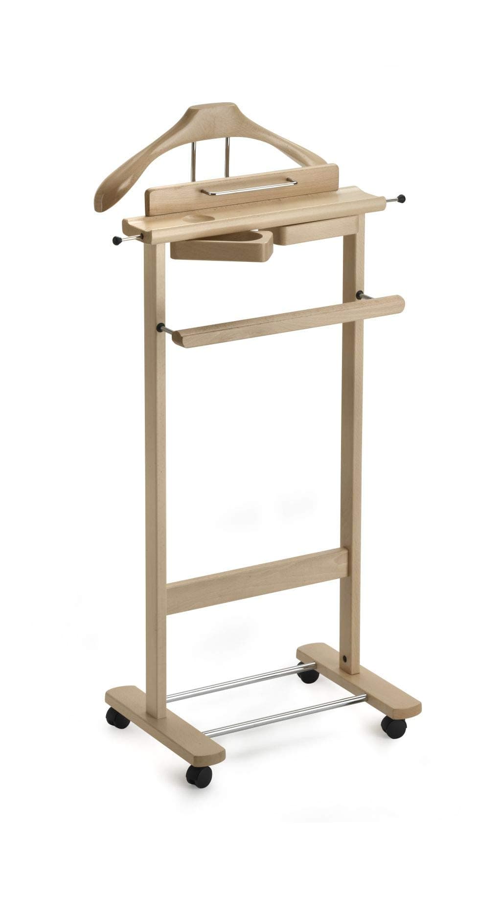 Aris Galant - Luxury Valet Stand In Solid Beech Wood - Handcrafted in Italy - Natural Finish