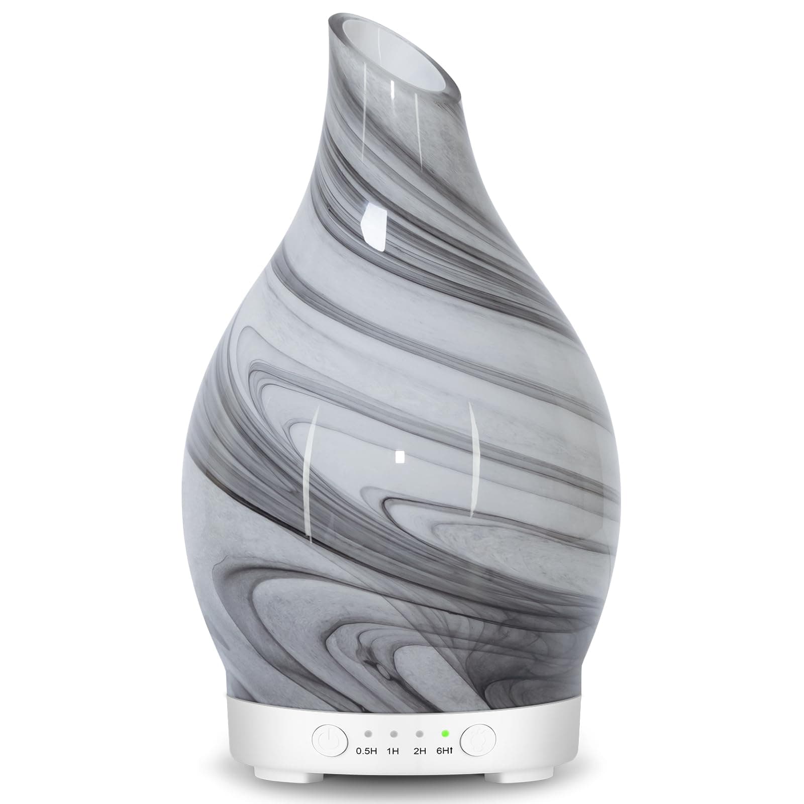 Essential Oil Diffuser Glass Aromatherapy Oil Diffuser Electric Ultrasonic Aroma Scent Fragrance Humidifier 150ML with Auto Shut Off 7 LED Lights for Home Office Spa (Grey Wave)