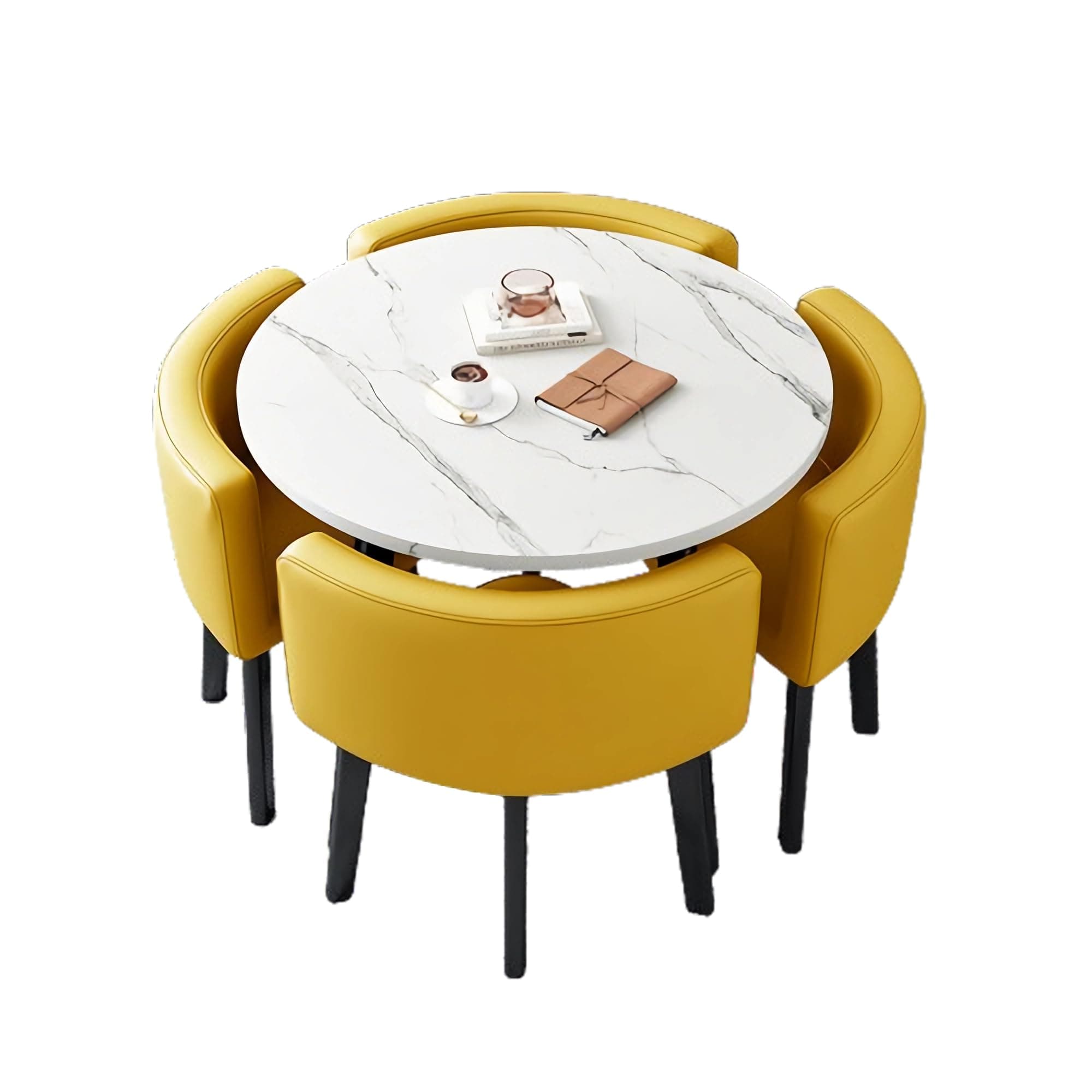 Office Reception Room Club Table and Chair Set, Reception Table and Chair Combination, Negotiation Table Sales Office Shops Meetings Small Round Tables (Yellow,Polyurethane)