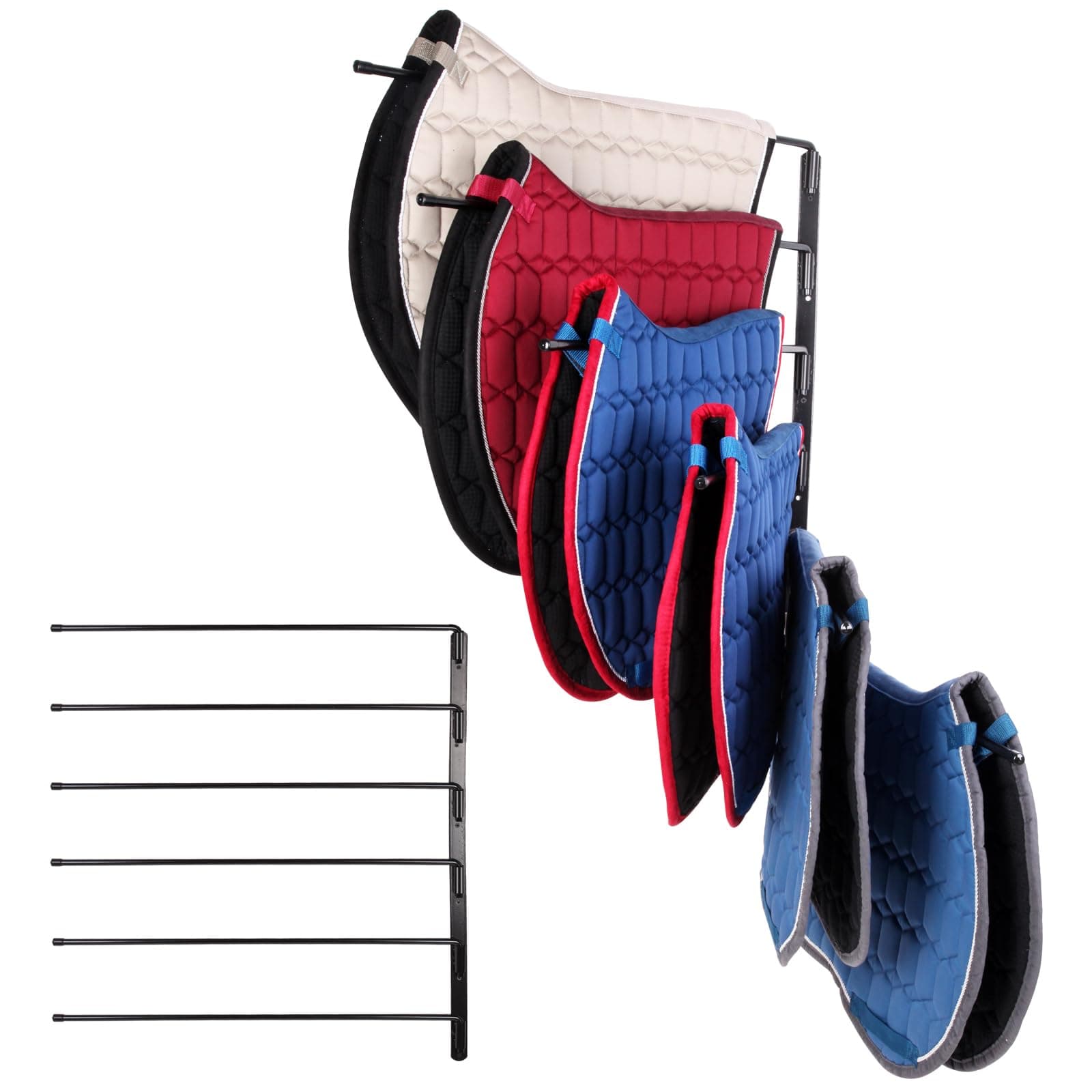 Saddle Pad Rack-Horse Blanket Holder,Extra-Long Rack Arms for Various Accessories,Heavy Duty 180 Degree Swing-Out Wall Mount,Six (6) Well-Spaced,Storage Rack Stand Wall Mount