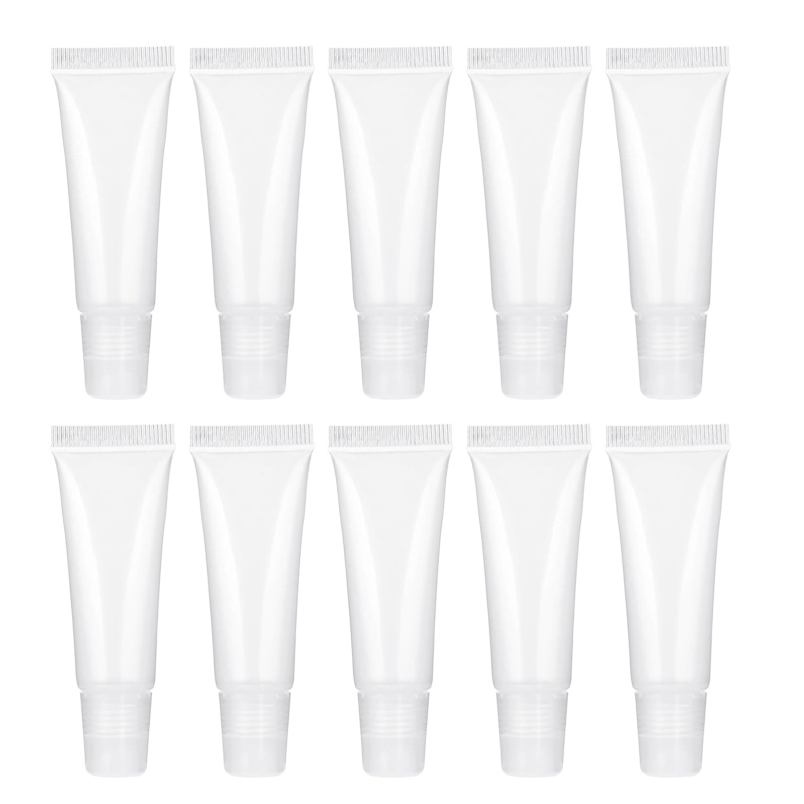 10 Pack Refillable Travel Toothpaste Tube Empty Lip Gloss Tubes 10ml Small Squeeze Bottles Mini Cosmetic Tubes Clear Soft Empty Lip Balm Containers Mini Lipgloss Cream Dispenser