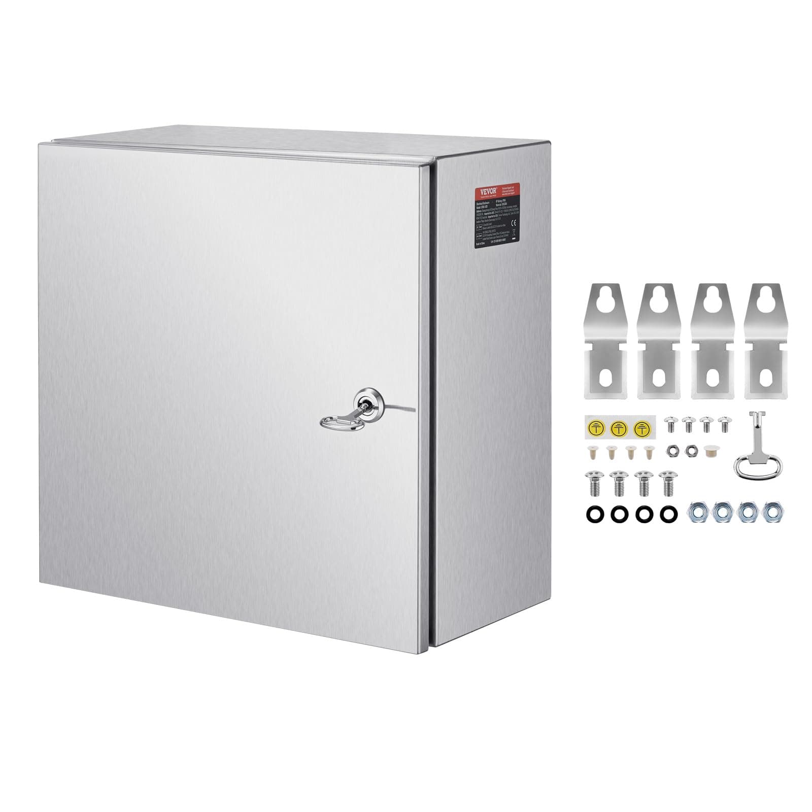 Steel Electrical Box 12" x 12" x 8" Electrical Enclosure Box 304 Stainless Steel Electronic Equipment Enclosure Box IP65 Weatherproof Wall-Mounted Metal Electrical Enclosure with Mounting Plate