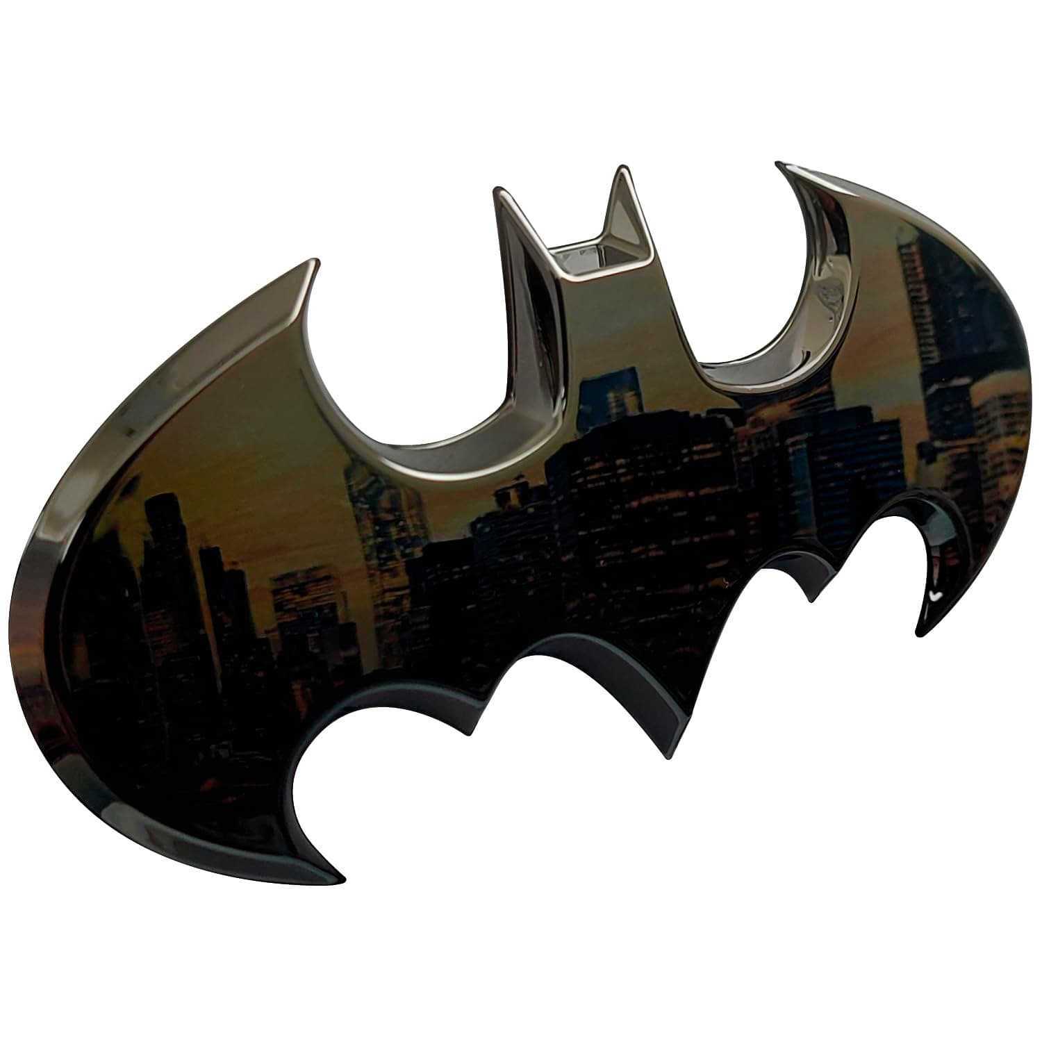 Fan Emblems Batman Car Badge Black Chrome Batwing Logo 3D Automotive Sticker Decal Flexes to Fully Adhere to Most Smooth Surfaces - Vehicles Laptops Windows Almost Anything