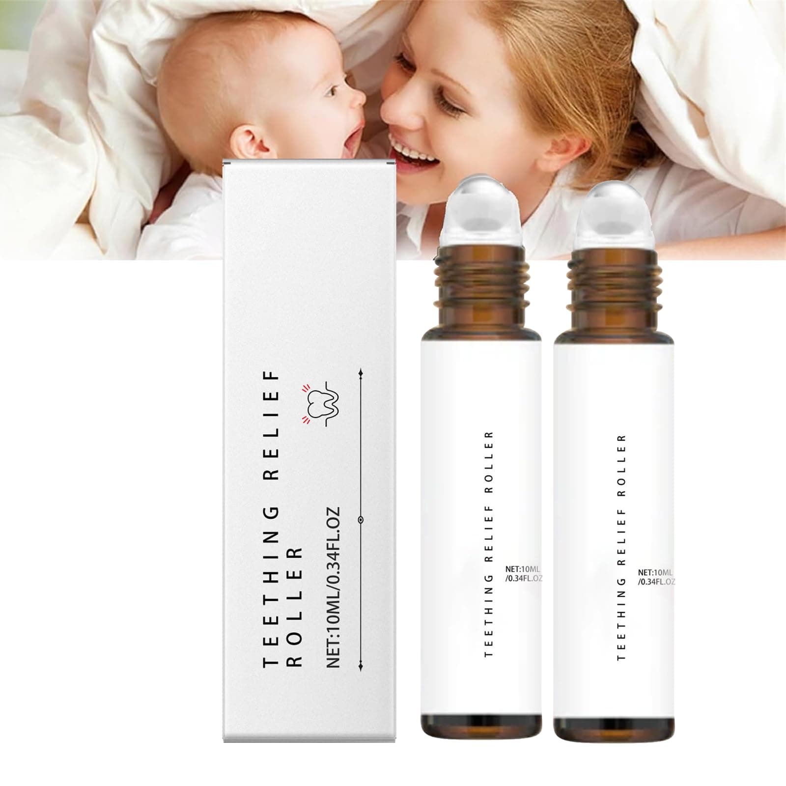 Teething Roller,Teething Roller Oil, Teething Roller Natural Pain Relief, Natural Pain Relief Roller, Baby Teething Oil Roller, Infant Teething Relief for Babies, Reduce Teething Discomfort (2pcs)