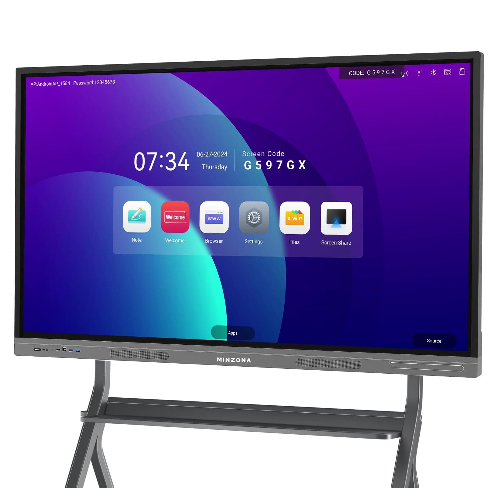 Smart Board, 8+128GB Electronic Whiteboard, 55'' 4K UHD Touchscreen Digital Whiteboard for Home, Smart Board for Classroom and Office