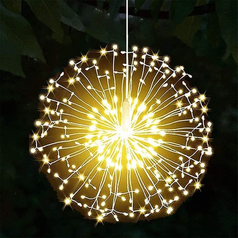 Firework Lights 1 Pack LED Gazebo Lights Battery Operated, 8 Modes Garden Hanging Lights with Remote, Waterproof Starburst Lights with Remote Control, for Garden, Party, Outdoor, Indoor