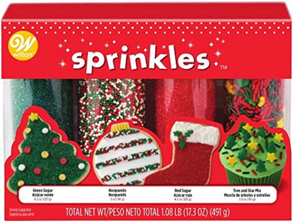 WiltonMega Sprinkles 4-Pack 17.3oz, Traditional Christmas