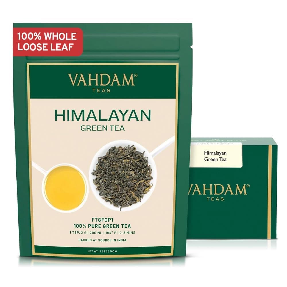 Himalayan Green Tea Leaves 100g (50 Cups) | High Elevation Grown From Himalayas | Non GMO, Gluten Free | Pure Unblended Single Origin Loose Leaf | Vacuum Sealed