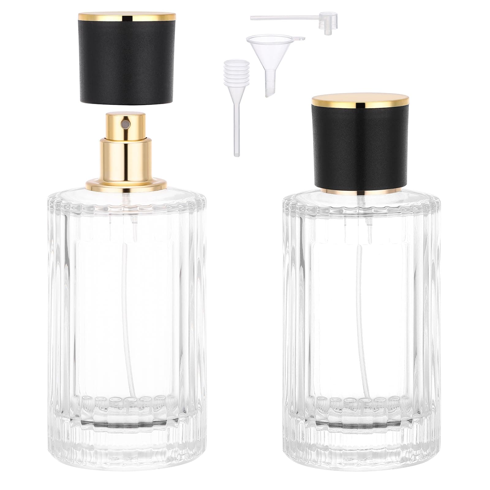 Segbeauty 3.4oz Glass Spray Bottle Refillable Perfume Atomizer, 2pcs Large Empty Bottle Sprayer for Perfume Refill Tool, 100ml Vintage Fine Mist Travel Cologne Atomizer, Travel Bottles for Toiletries