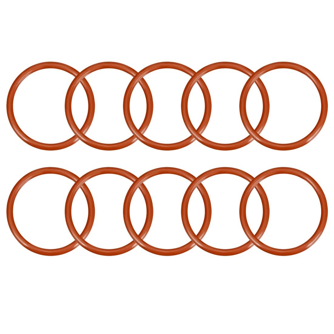 uxcell Silicone O-Ring, 42mm OD, 35.8mm ID, 3.1mm Width, VMQ Seal Rings Gasket, Red, Pack of 10