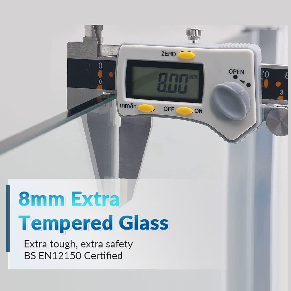 ELEGANT 900mm Frameless Wet Room Shower Screen Panel 8mm Easy Clean Glass Walk in Shower Enclosure with 300mm Return Panel and Support Bar