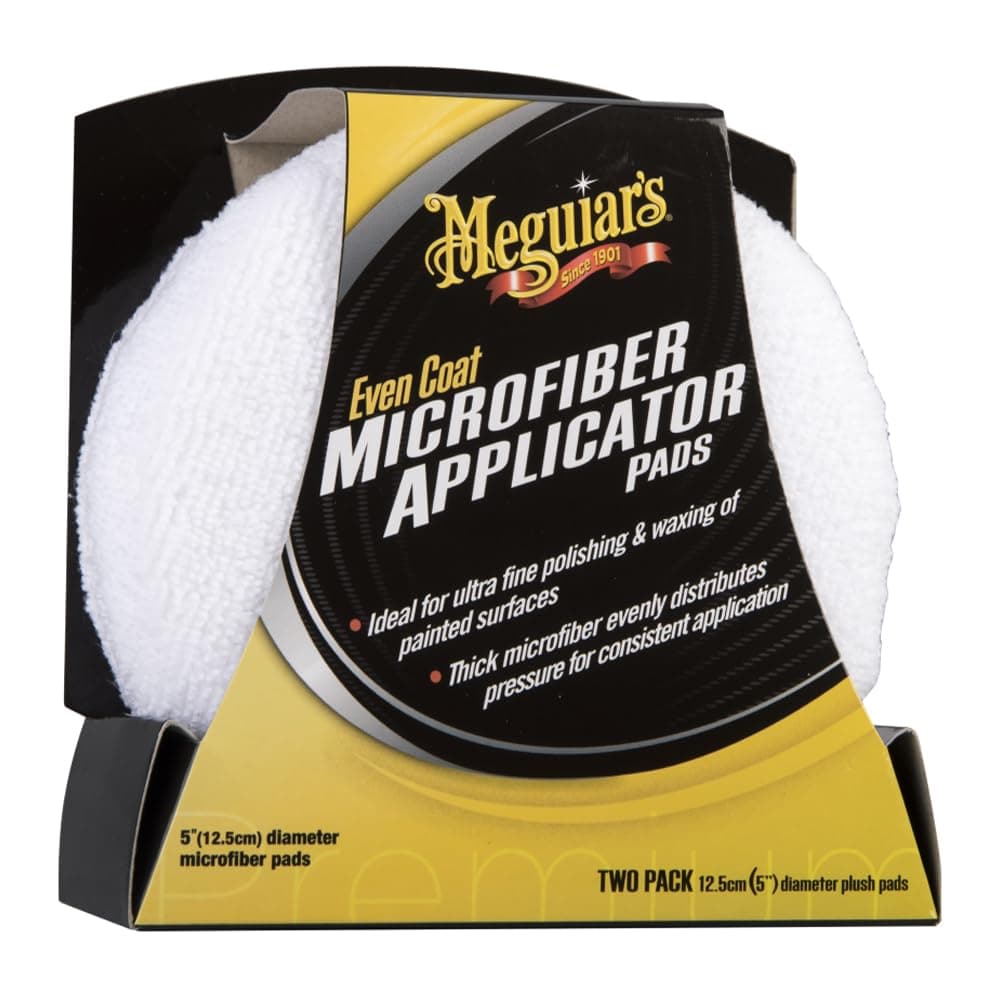 Meguiar's Even Coat, Microfibre Reusable Applicator Pads (2 Pack), 12.7 cm, Hand Applying Compounds, Polishes And Leather Cleaners - X3080EU