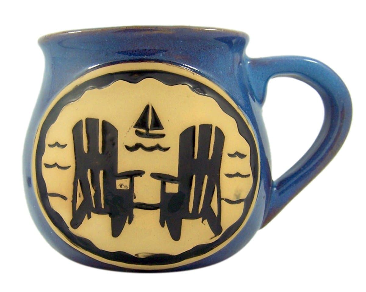 Beach Adirondack Chairs Ceramic Pottery Style Coffee Mug, 14 oz