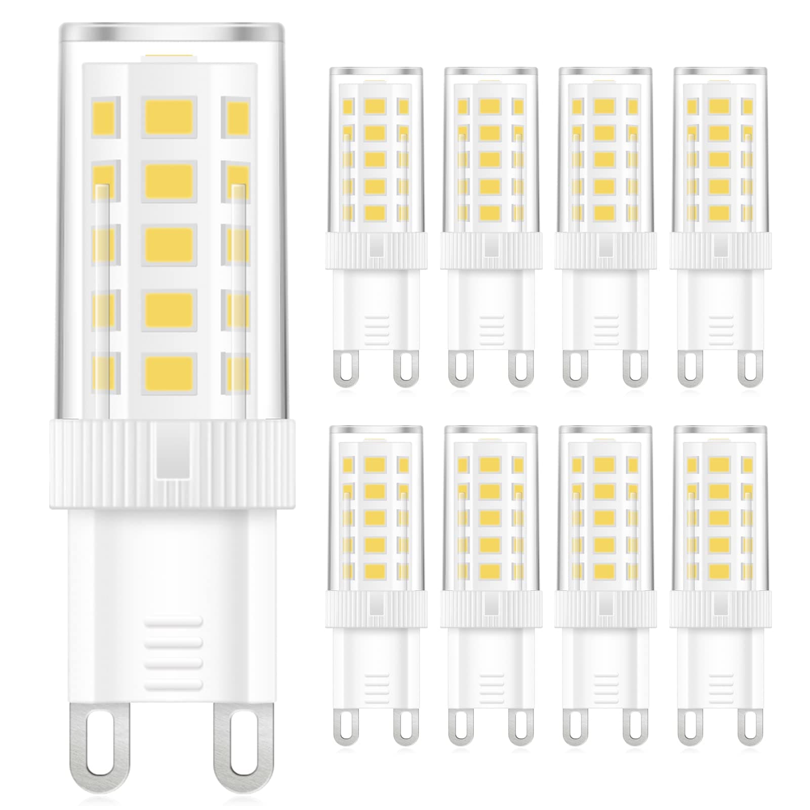 8-Pack G9 LED Bulb, 40 watt Halogen Replacement, Daylight White 6000K, Non-dimmable T4 LED Bulb with G9 Bi Pin Base, 120V Small Light Bulbs for Chandelier, Bathroom Vanity Light Fixture