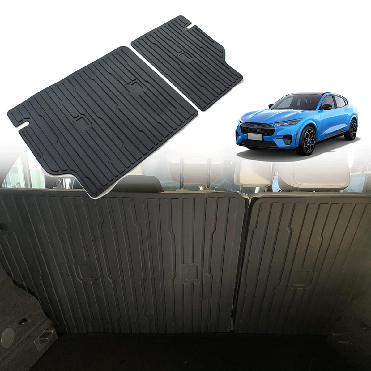 BestEvMod Vehicle Mat Cargo Liner Compatible with Mustang Mach E 2021-2026 Accessoriess Second Row Seats Back Protector All Weather Pet Mat(Trim Your Openings)