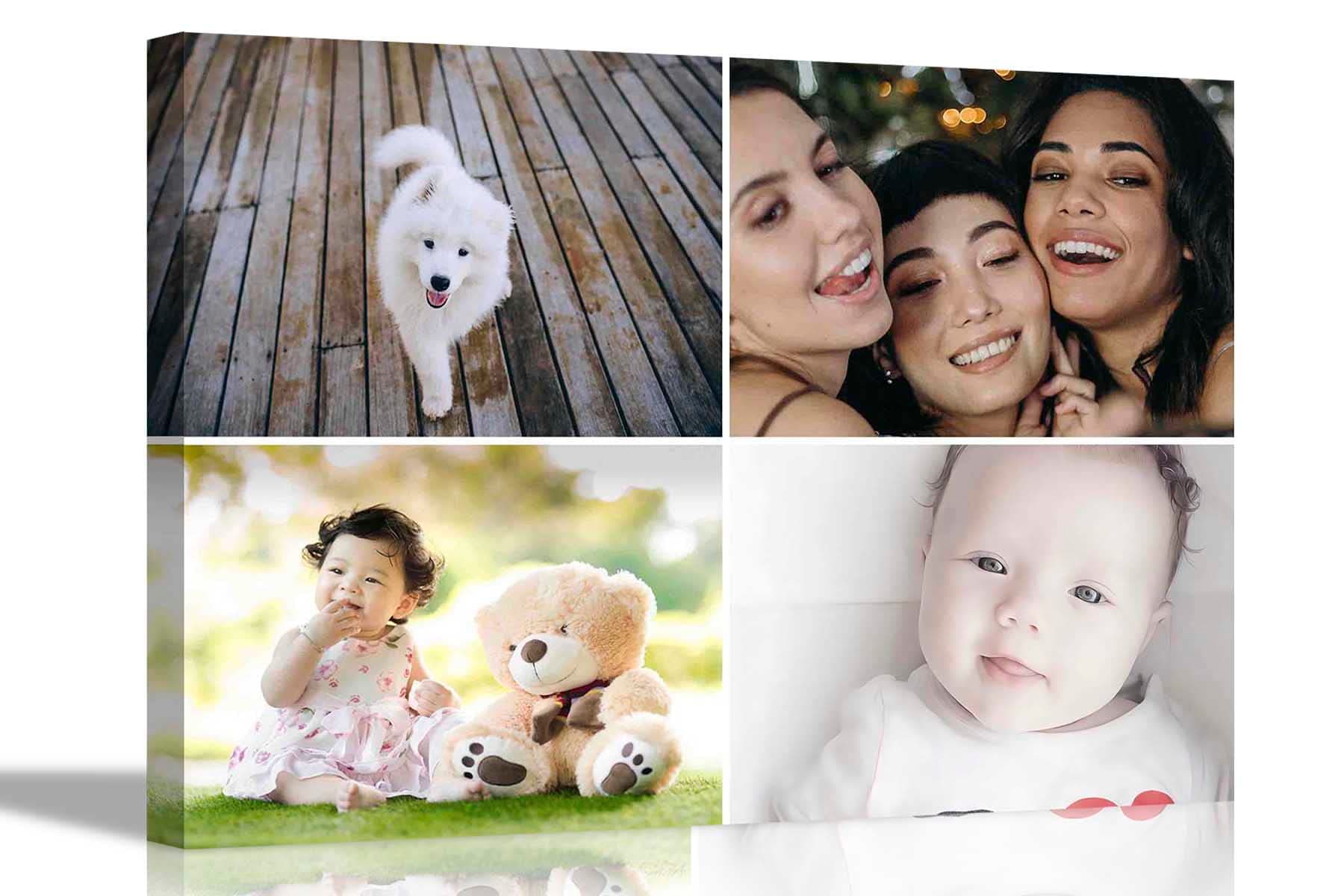 Artley Prints 4 Photos on Custom Canvas Prints Personalised Wall Art Hanging Decor for Home Office Baby, Wedding, Selfie Photos 86 x 61cm (34 x 24 inches) A1