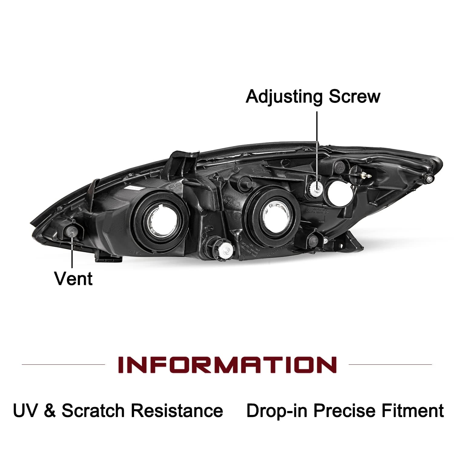 JSBOYAT Headlight Assembly Replacement for 2002 2003 2004 Toyota Camry Black Housing Driver and Passenger Side