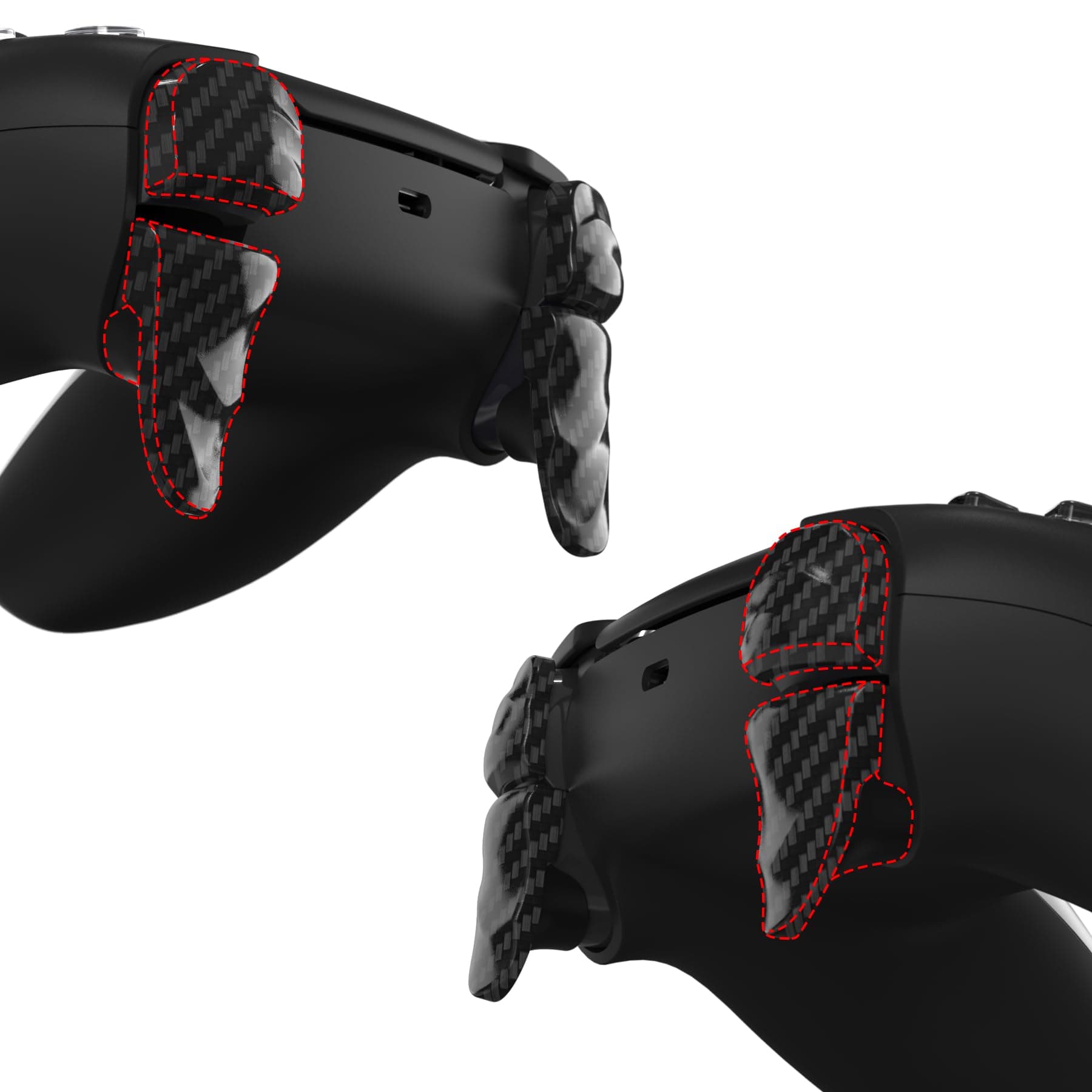 PlayVital Dune 2 Pairs Trigger Stop Shoulder Buttons Extension Kit for ps5 Controller, Stopper Bumper Trigger Extenders for PS Portal, Game Improvement Adjusters for ps5 Edge - Graphite Carbon Fiber