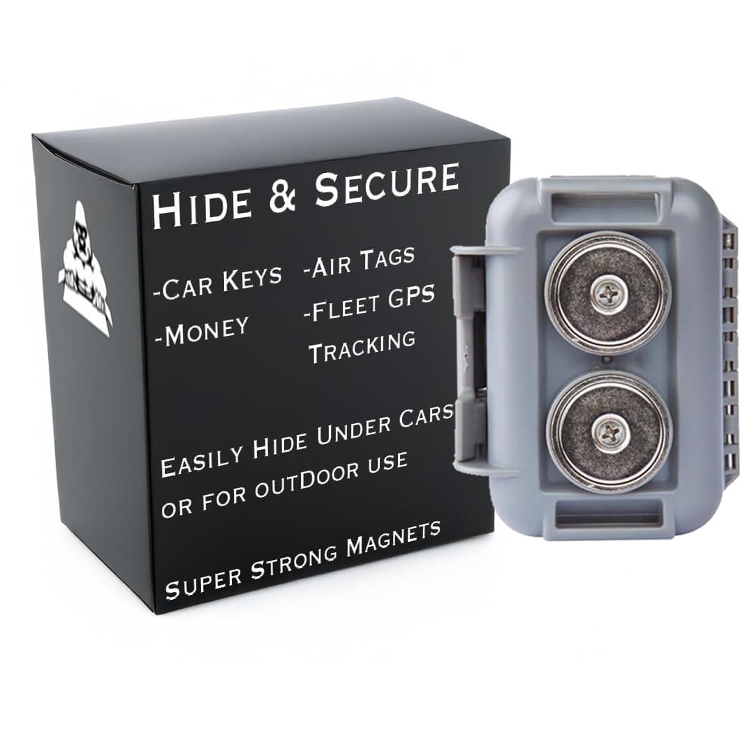 Hide a Key Outside with our Grey Magnetic Box, Our Waterproof Air-Tight Magnetic Key Box for Under Car Stays Secure with 2 Strong Neodymium Magnets