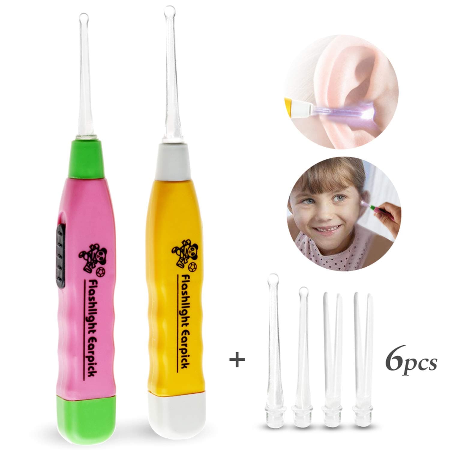 Unijoyily Ear Pick with Light 6Pecs Ear Picks Wax Removal Kit Candle Led Ear Picker with Light Ear Curette Loop Earwax Removal for Baby Kids Adult Ear Wax Removal Tool Ear Curette Earwax Ear Candles
